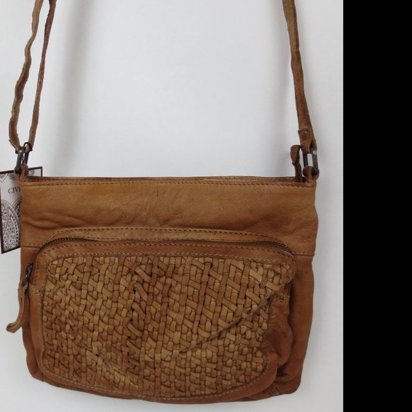 Civico 9 Handbags - Civico 9 Leather Crossbody Bag Brown Cognac